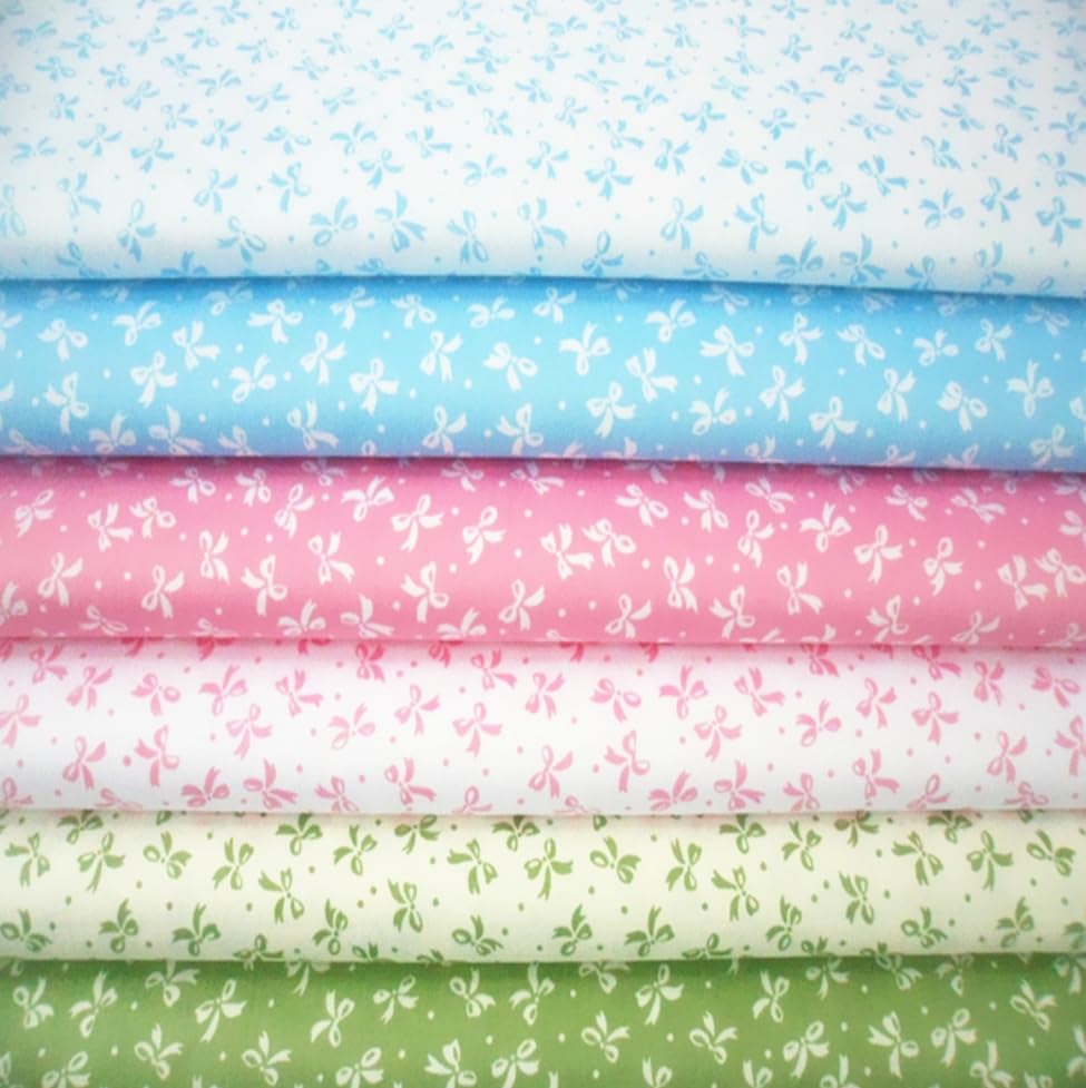 Image of Cotton Fabric DIY Making Supplies Quilting Patchwork Fabric Fat Quarter Bundles DIY for Quilting Cotton Patchwork Cushions (6pcs Bow, 20 inch x 20 inch)