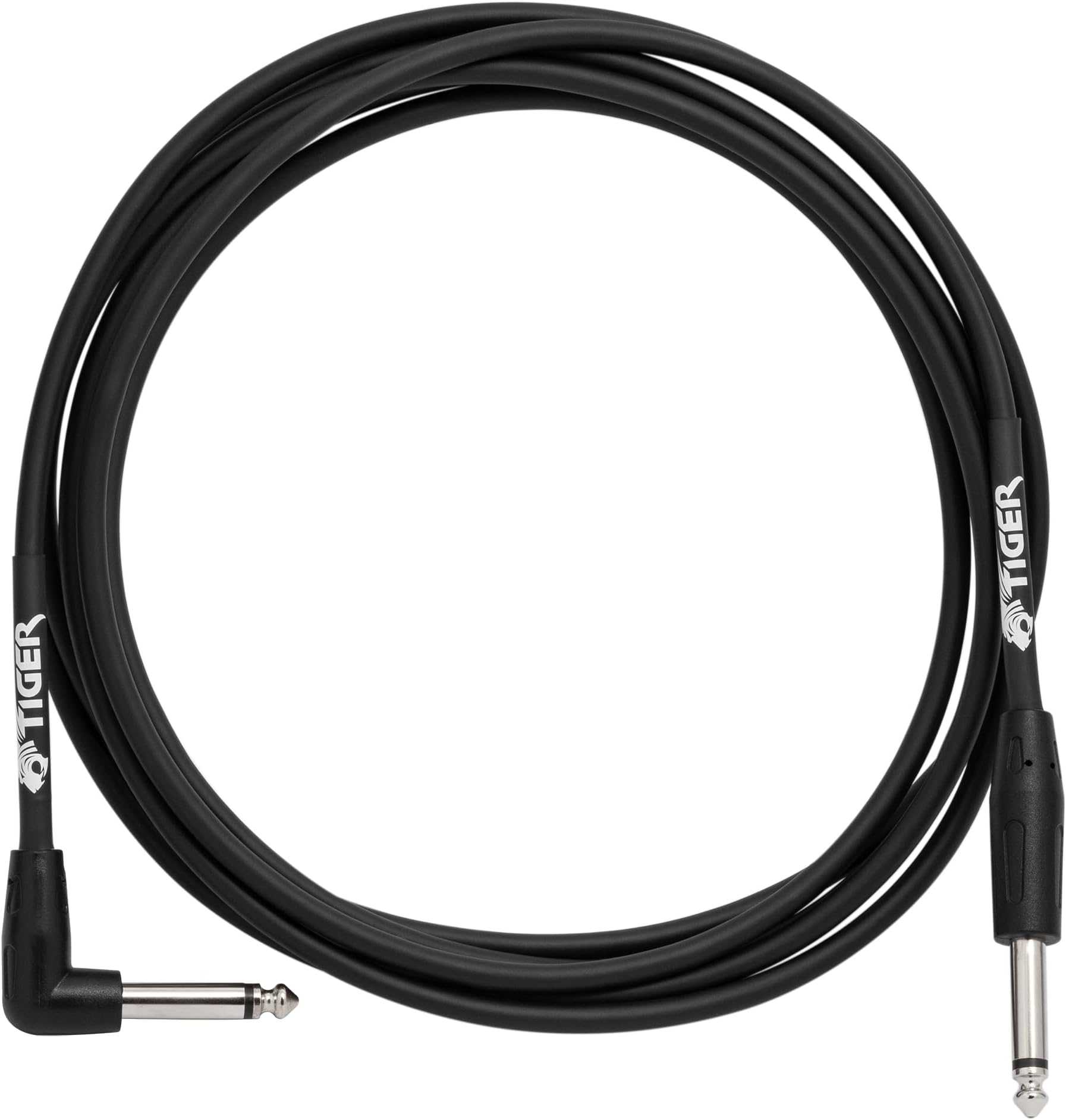 Tiger Guitar Cable - Bass Keyboard E-Drums Instrument Lead - Straight/Angled - 6.35mm 1/4" Jacks - 3m Cable GAC42