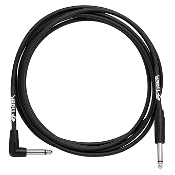 Tiger 6.35Mm - 1/4 Inch Right Angled Jack Guitar Cable - 3M Guitar, Bass Lead