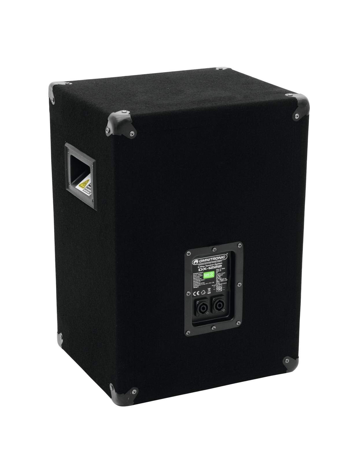 OMNITRONIC DX-1222 3-Wege Box 600 W | Robuste Full-Range-Box mit 12" Tieftöner und 600 Watt Leistung | 1 Stück