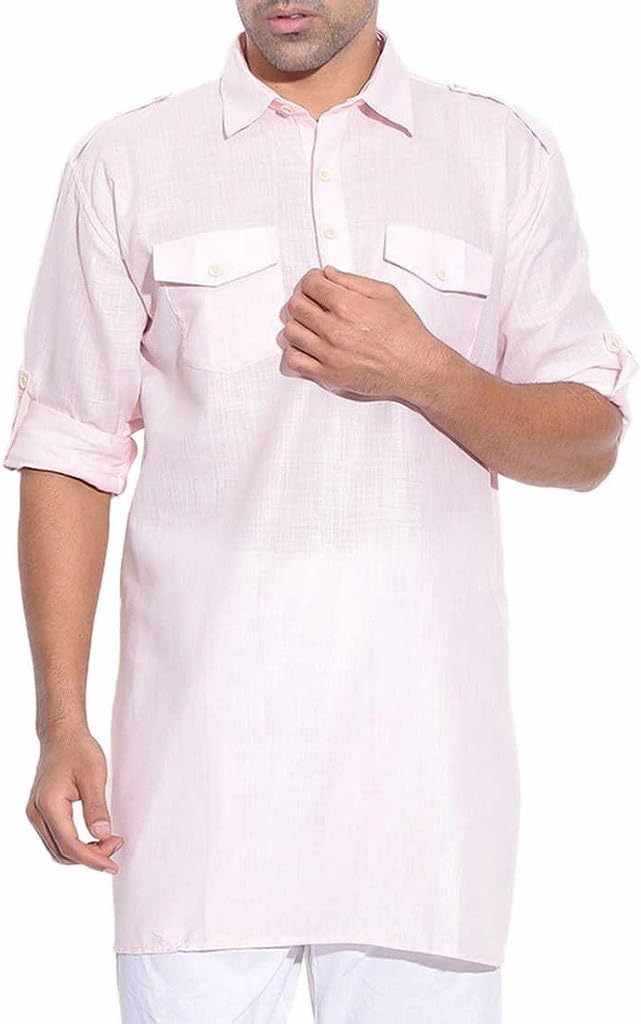 MIRA's Men's Wear Ethnic Kurta Pyjama Bollywood India Pakistani X-Large Pink