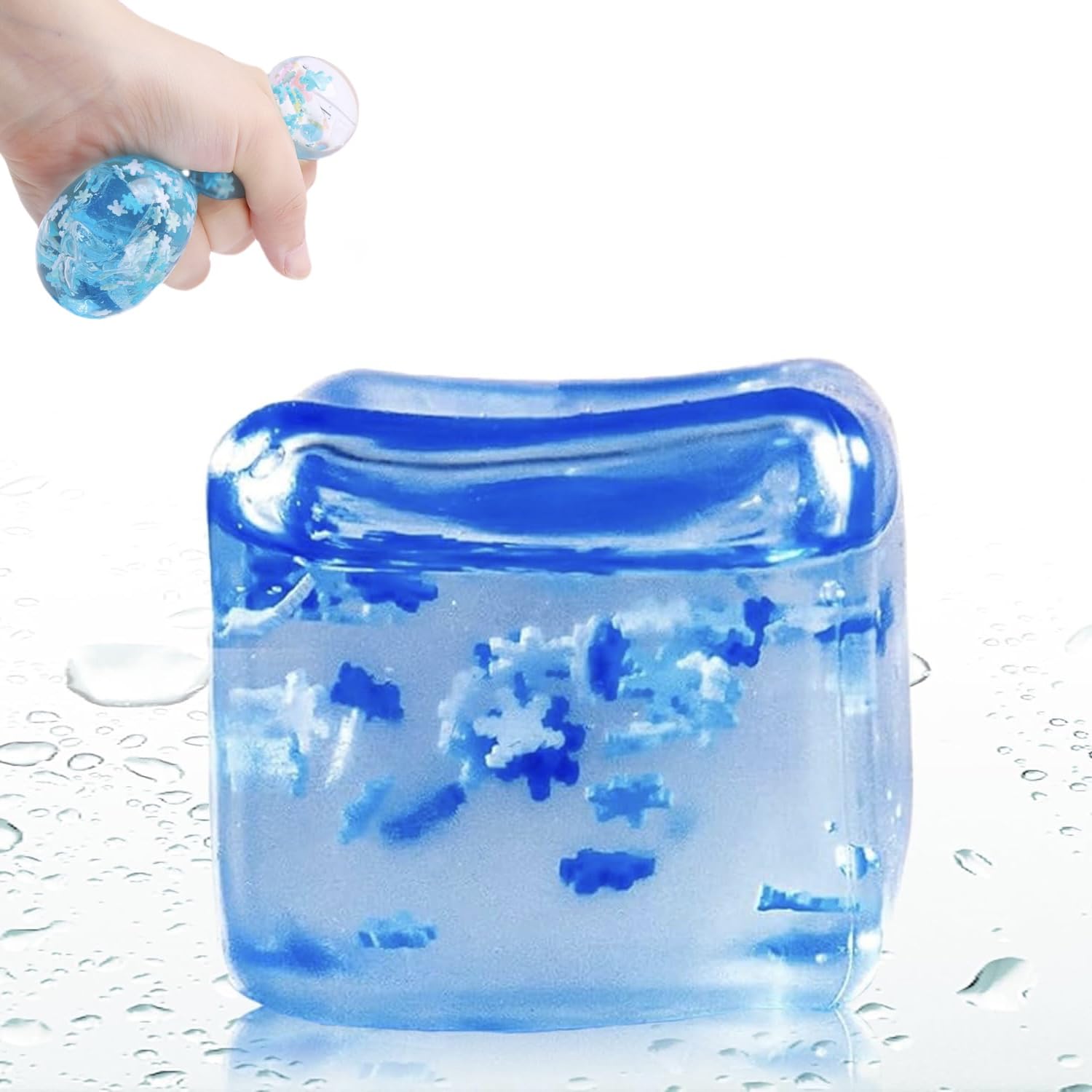 Bolas Antiestres, Juguete Fidget Cubo de Hielo Grande, Pelota Antiestres Juguetes Sensoriales, Cubo de Hielo Azul, Fidget Toys, Aliviar El EstréS, Concentrarse, para Niños y Adult (1)