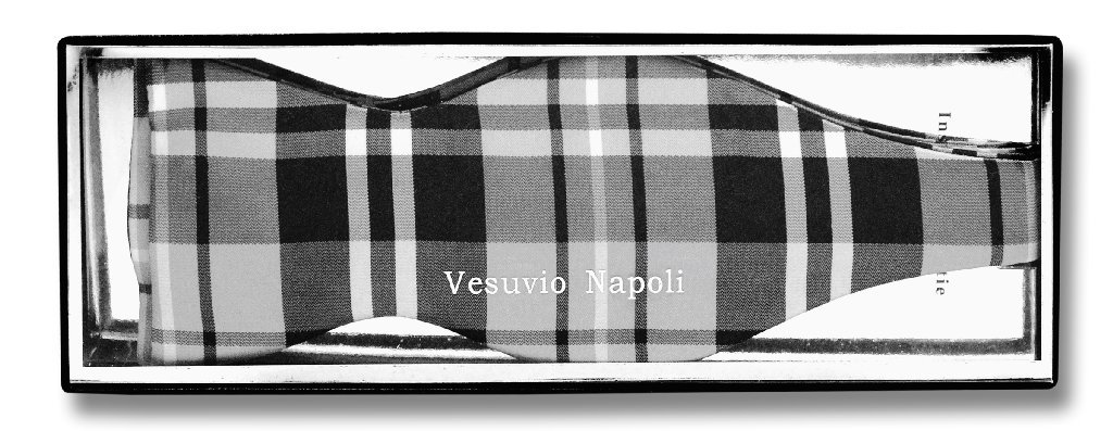 Vesuvio Napoli SELF TIE BowTie Black Gray White Color PLAID Men's Bow Tie