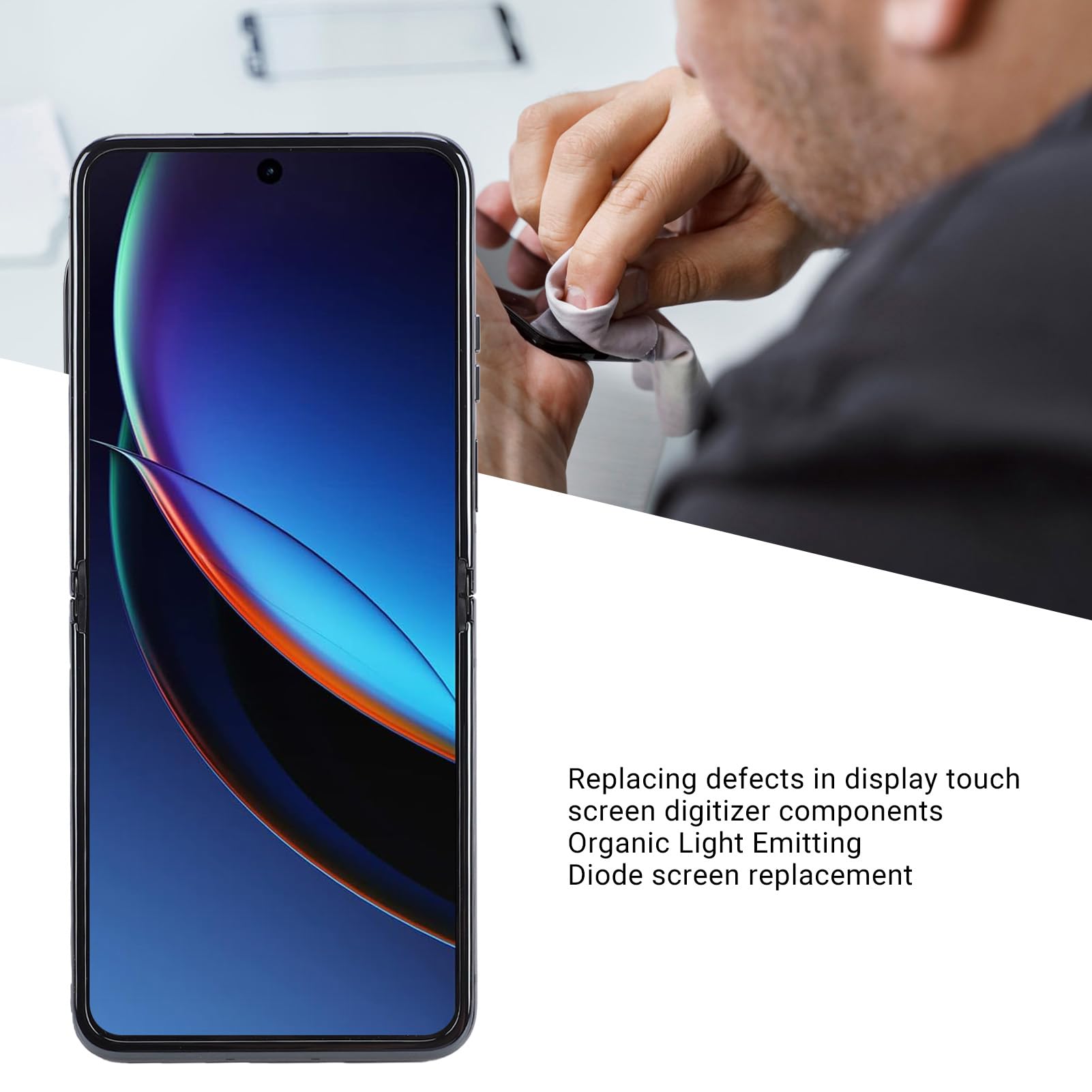 Jiawu Display LCD di Alta qualità Gruppo Digitalizzatore Touch 3D per Razr+ 2023 Sostituzione Schermo da 6,9 Pollici con Kit di Riparazione Completo