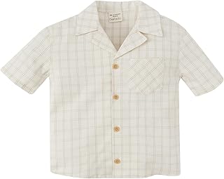 قميص بأكمام قصيرة لأولاد البيبي، قصة عادية، رقبة أباتشي من قماش منسوج، موديل B9258A5 من ديفاكتو