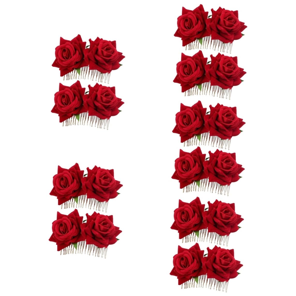 ABOOFAN 10stücke Braut Haarschmuck Mit Rosenblüten Dekorative Haarspangen Für Hochzeiten Partys Und Besondere Anlässe Rotes Design Für Brautfrisuren