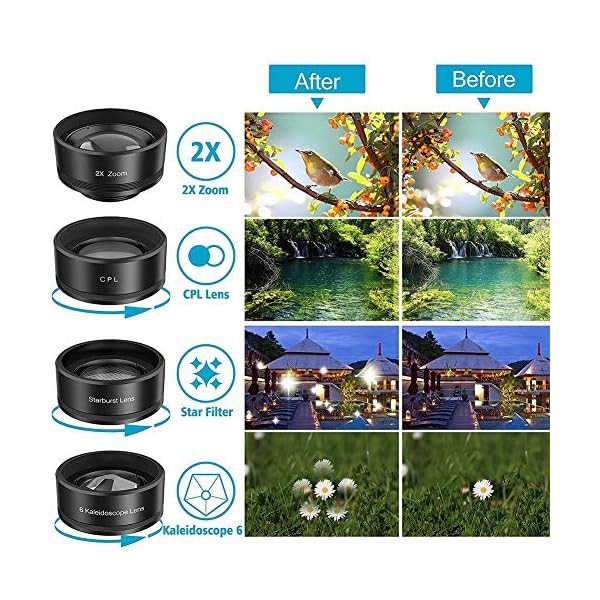 Handy Kameraobjektiv, 11-in-1 Handy Objektiv Kit 0,36X Weitwinkelobjektiv + 198 ° Fisheye Objektiv + Makro Objektiv… – Bild 7