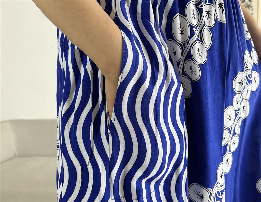 Abito Dashiki Africano Abito in Cotone con Stampa Floreale Abito A Maniche Corte in Vita Abito da Donna Africano Allentato con Sciarpa