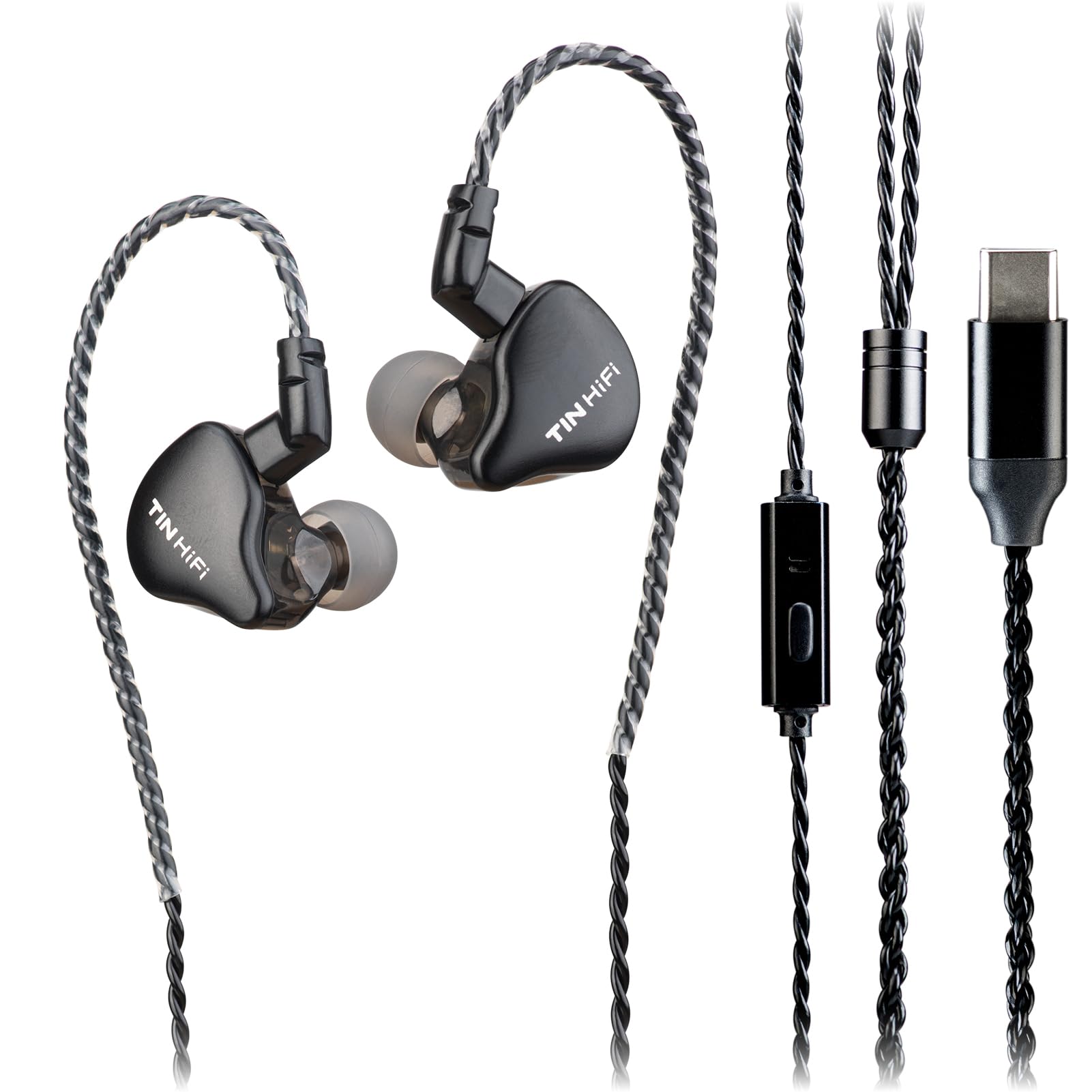 TINHIFI C1 10mm DLC Dynamic Driver IEM Detachable Cable Deep Bass Wired HiFi in-Ear Earphones for Music and
