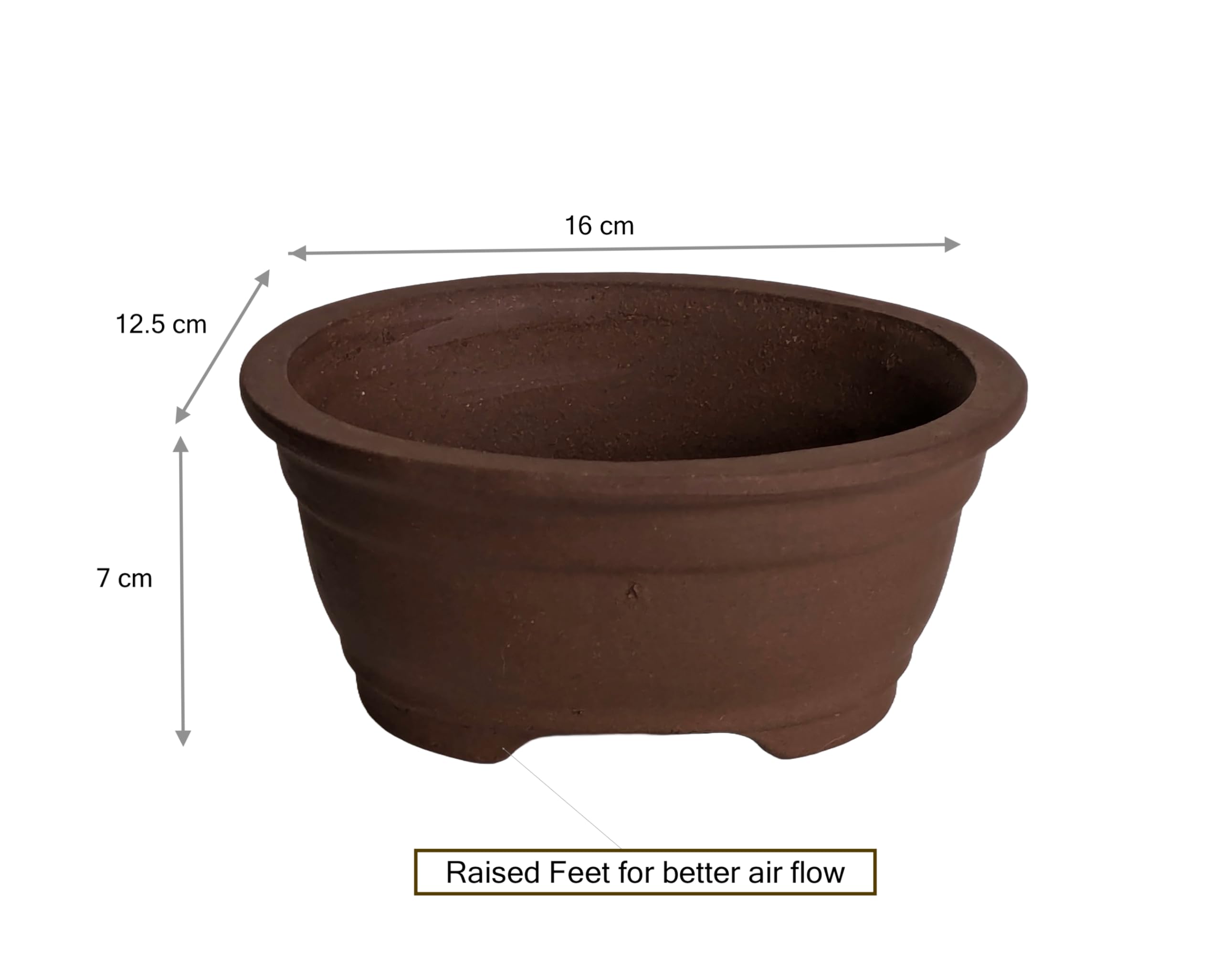 Unglazed Ceramic Bonsai Pots (Design 3, 16cm), Design 1 - Image 2
