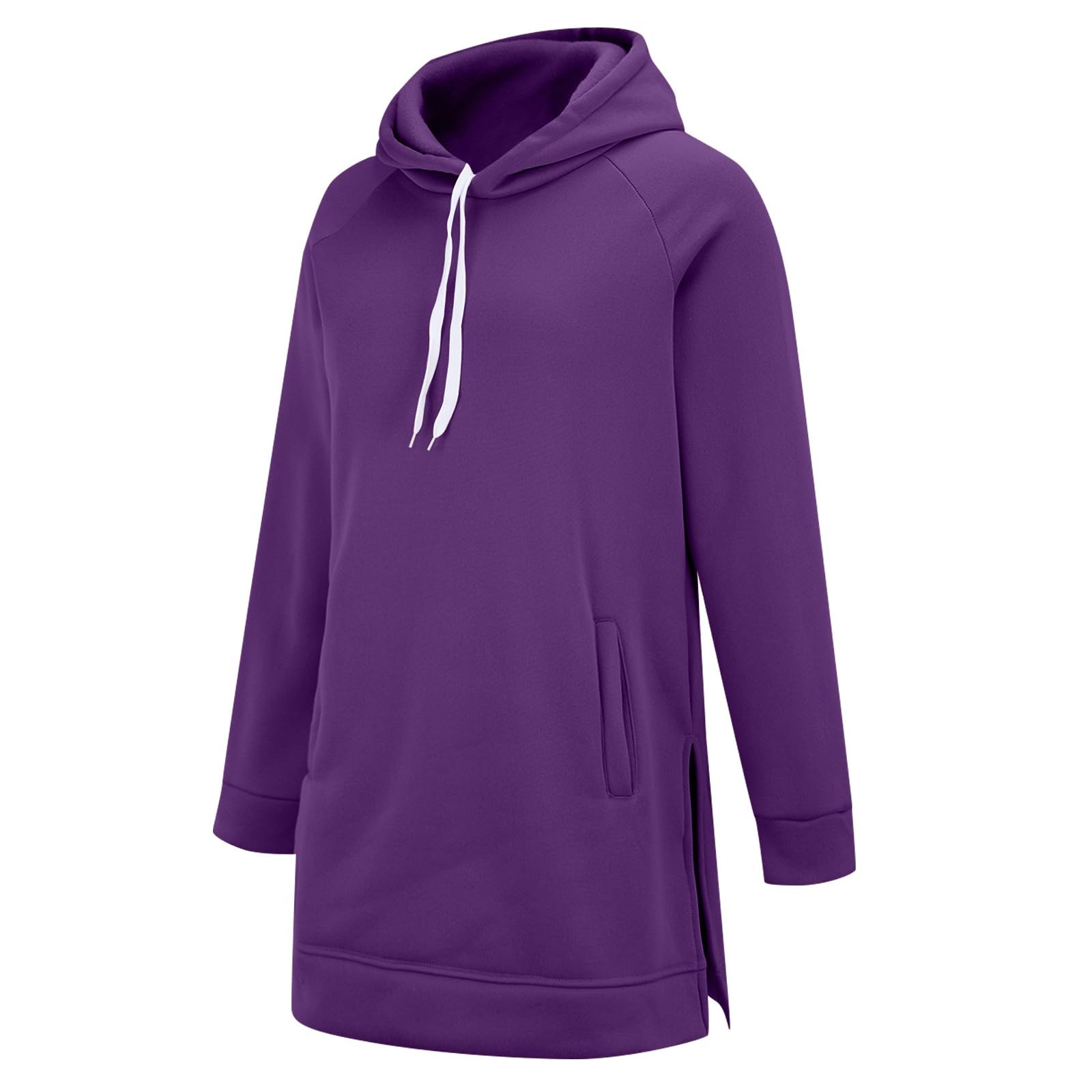 Generico Tunica da Donna Manica Lunga - con Cappuccio da Donna in Pile | Oversize Hoodie Tinta Unita Moda Casual Tasche Casa Abbigliamento Termica Autunno Eleganti Invernale Outdoor