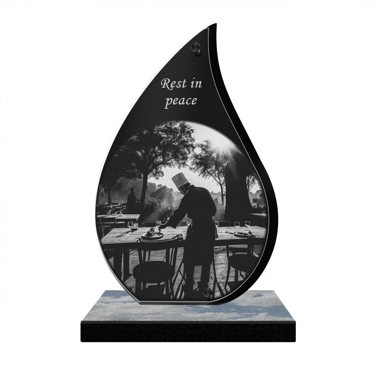 ETERNEL - Personalized Memorial Plaque Glow - Cook, Restorer, Kitchen - Customizable text, laser-engraved memorial plaque for tribute, cemetery plaque, funeral, burial