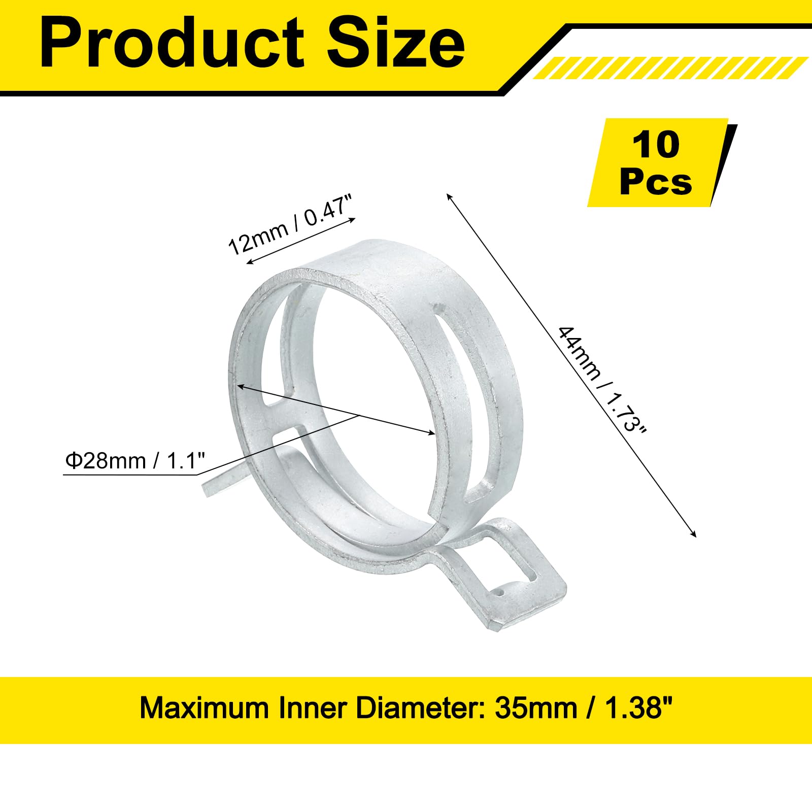 Sourcingmap 10Pcs Spring Band Type Action Fuel/Silicone Vacuum Hose Pipe Clamp - Image 2