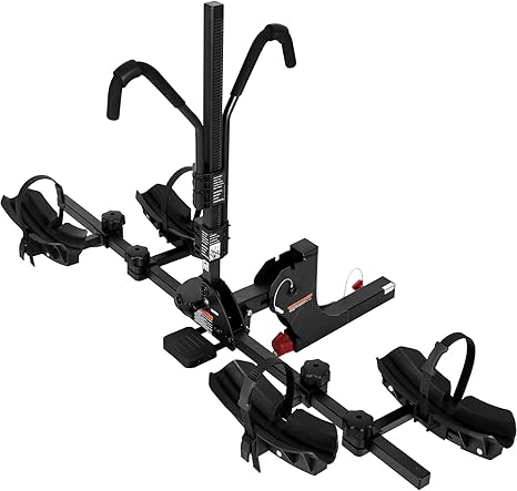 WEIZE 2 E Bike Rack Hitch Mounted, Wobble Free Smart Tilting Folding 2 Bicycle Electric Bike Racks with Lock, 2" Hitch Fits Up to 160 lbs Capacity with Up to 5.5" Fat Tires for Car, SUV, Trucks