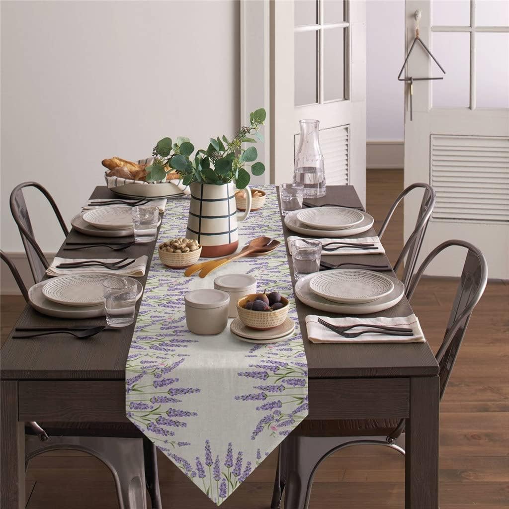 Lavender Cotton Hemp Sole Table Runners Holiday Wedding Decor Dinning Table Cover Christmas Decorations Table Cloth(33x229cm)