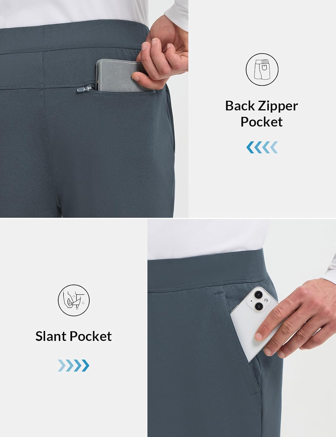 baleaf Men's 30" Fleece Lined Golf Pants Warm Winter Stretchy Casual Business Travel 3 Pockets - Image 6