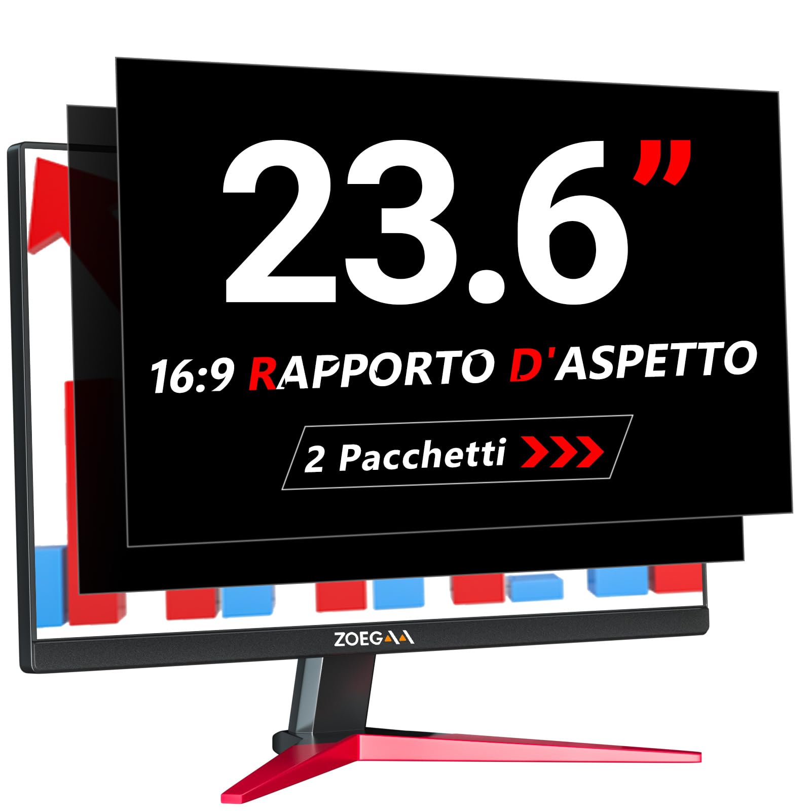 ZOEGAA Confezione da 2 Pellicole Privacy Monitor 23.6 Pollici per Computer 16:9 - Filtro Privacy Antiriflesso con Protezione Luce Blu per PC, Rimovibile a Doppia Faccia, Protezione Dati a 180°