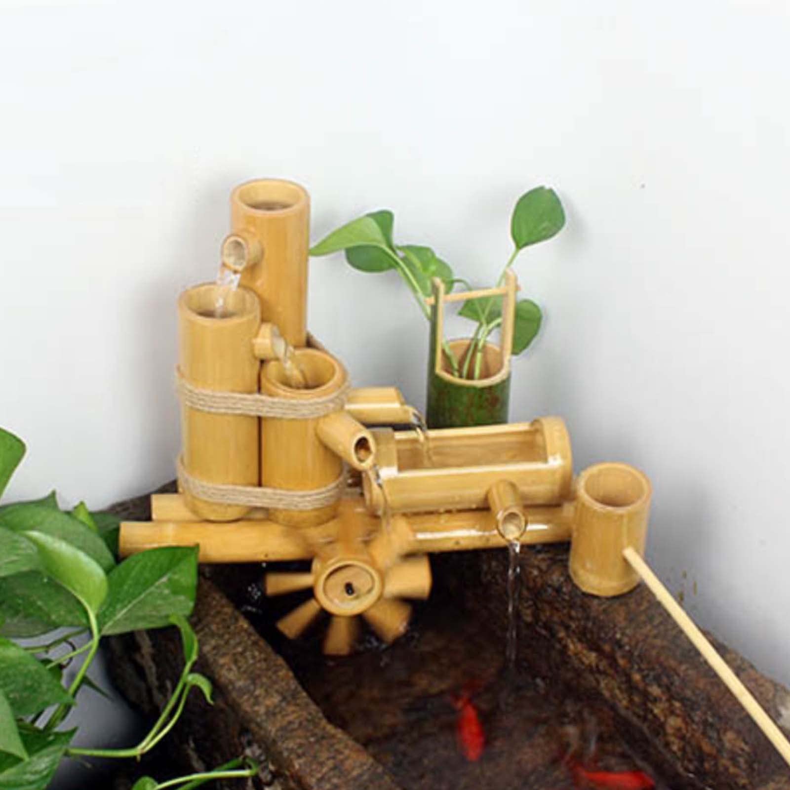 Fontaine d'eau Japonaise en Bambou, Fontaine Solaire avec Sortie d'eau, kit de Fontaine en Bambou pour la décoration de Jardin Japonais, Longueur 80 cm, Longueur 30 cm