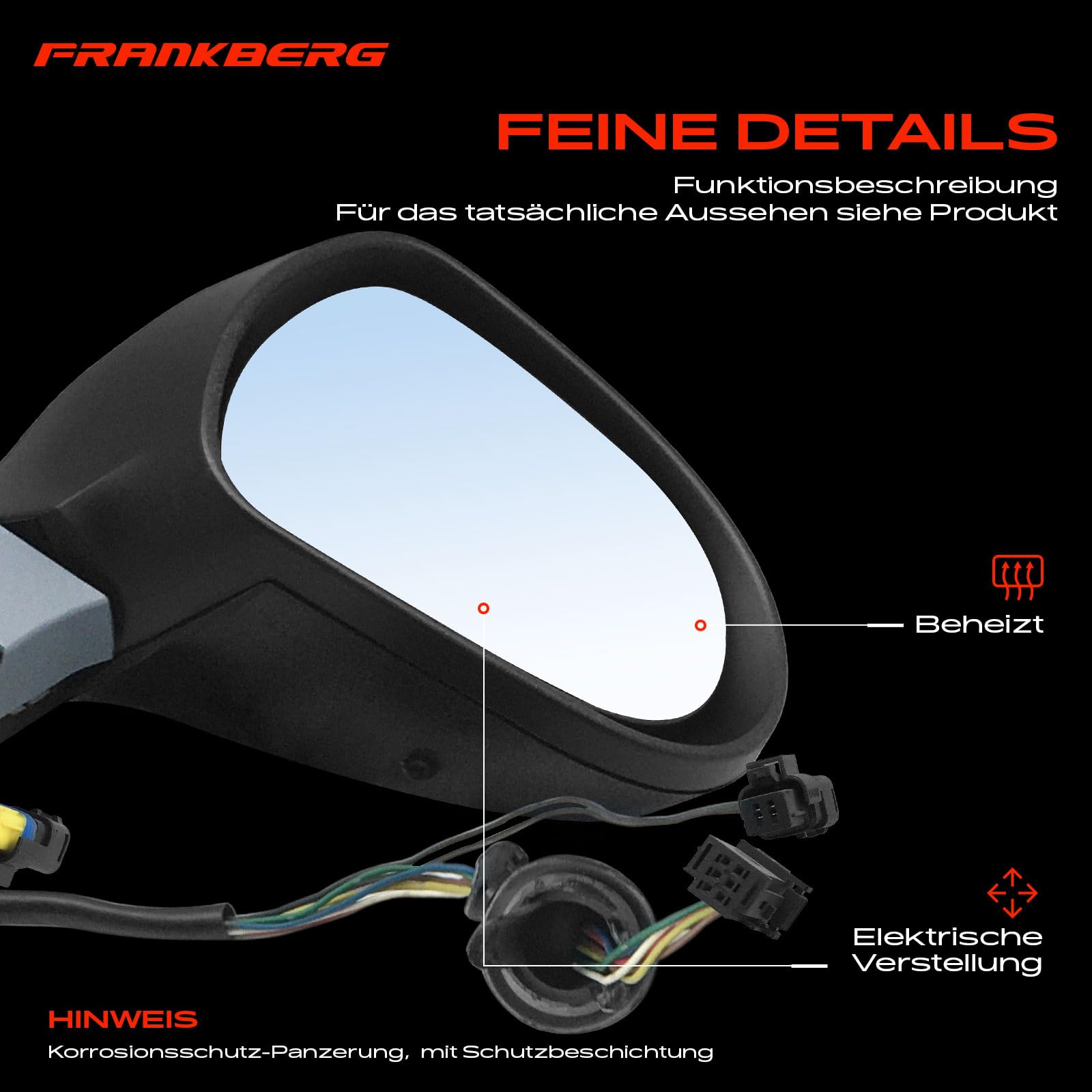 Frankberg 1x Specchietto retrovisore esterno destro elettrico 6+2 Poli