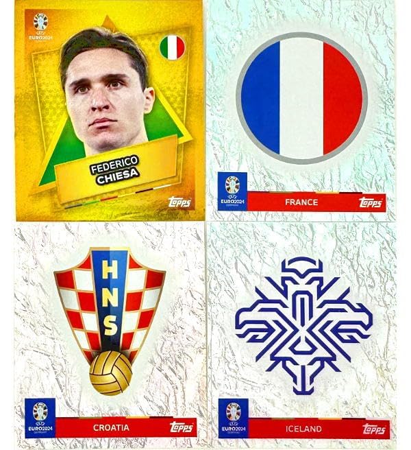 Autocollants UEFA Euro 2024 Topps - Lot De 54 Stickers Officiels + Boîte Métal Collector