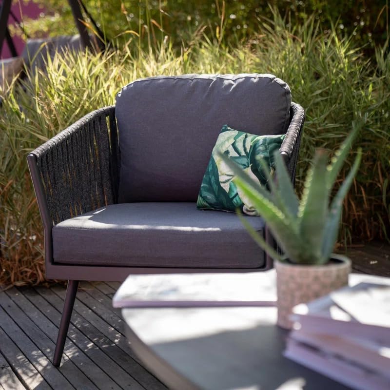Image of 5 Seater Outdoor Weaving Rope Patio Furniture Set,Waterproof Outdoor Sofa Seating Sturdy Powder-Coated Iron Frame Conversation bistroSet for Rope Outdoor Sofa (Grey)