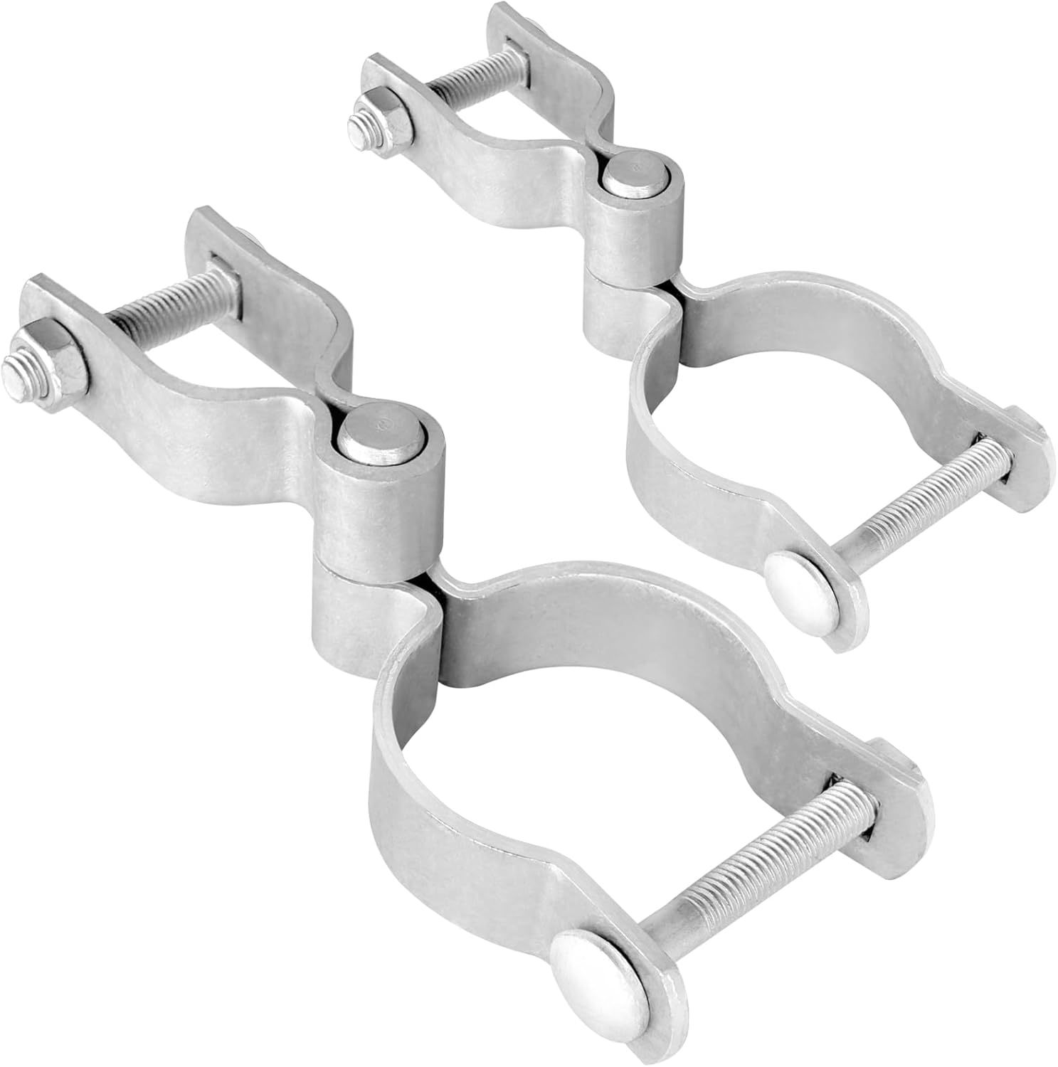 2 Pack Adjustable Gate Hinges for 1-3/8" & 2-3/8" Pipe - Heavy Duty Universal Post Hinges w/Bolts & Nuts - Zinc-Plated Steel