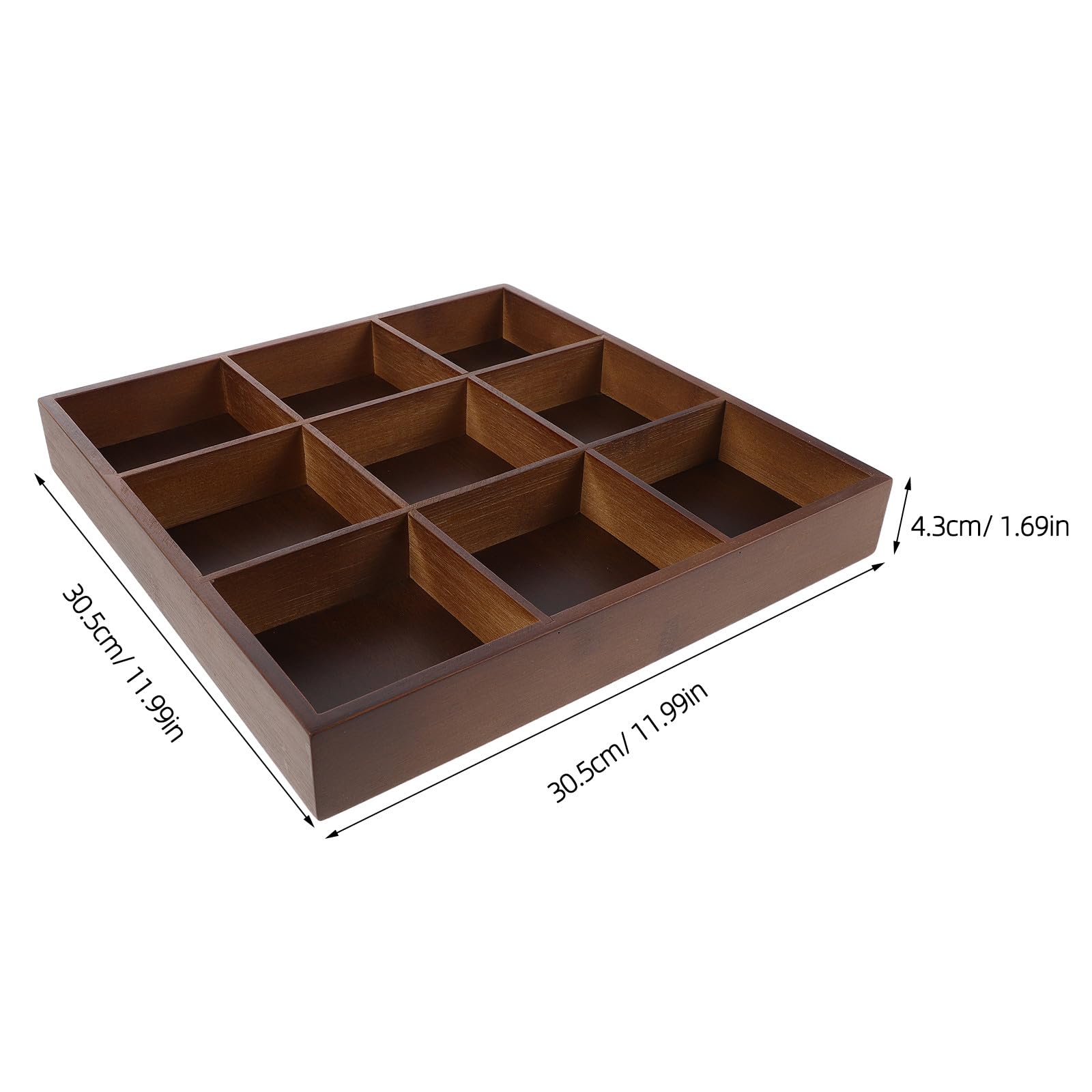 Plateau de Service en Bambou à 9 Compartiments pour Légumes | Séparation des Aliments, Usage Maison ou Restaurant, Design Élégant Divisé, Format Portable