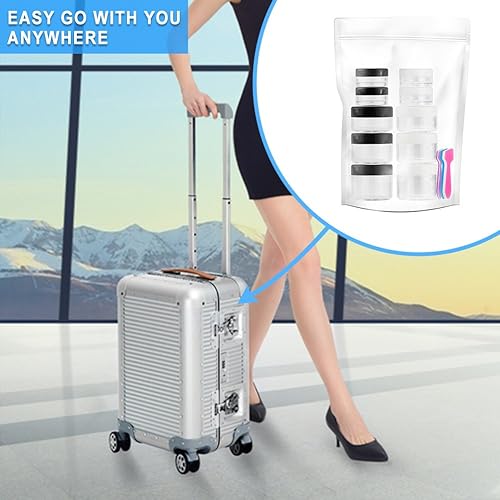 Miniatura 4 de Accmor 20 recipientes vacíos de plástico transparente para muestras con tapas de 3510150.71 oz tarros de cosméticos con 5 mini espátulas (color al