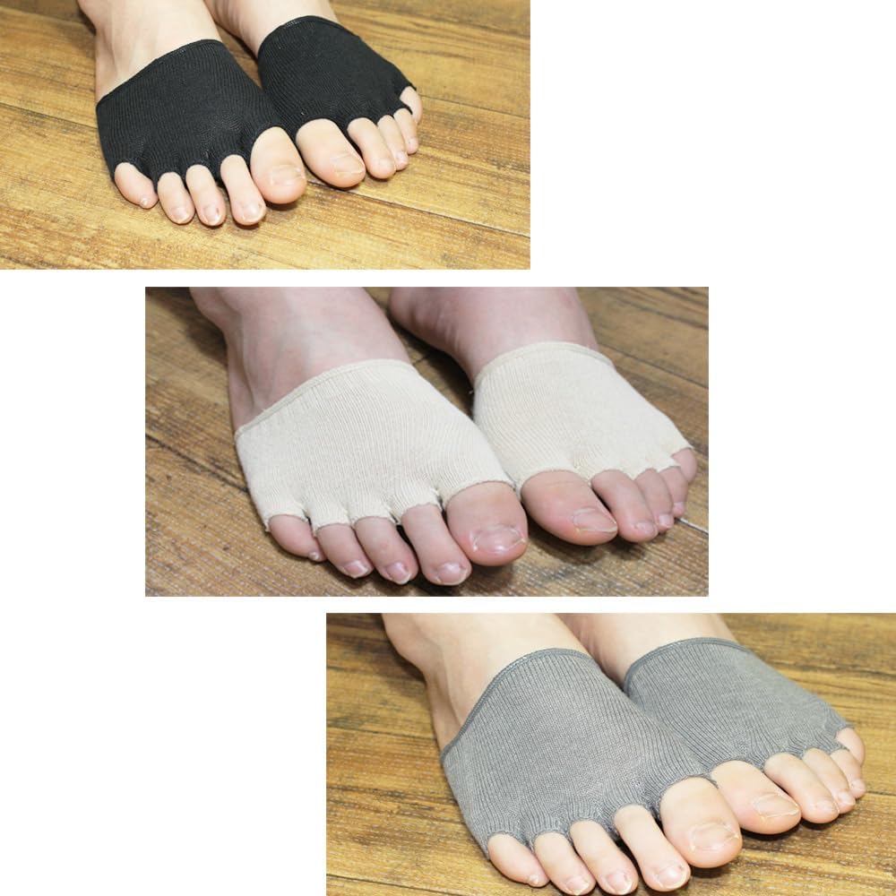 Amazon.co.jp: 5本指 オープントゥ ハーフソックス 日本製 つま先