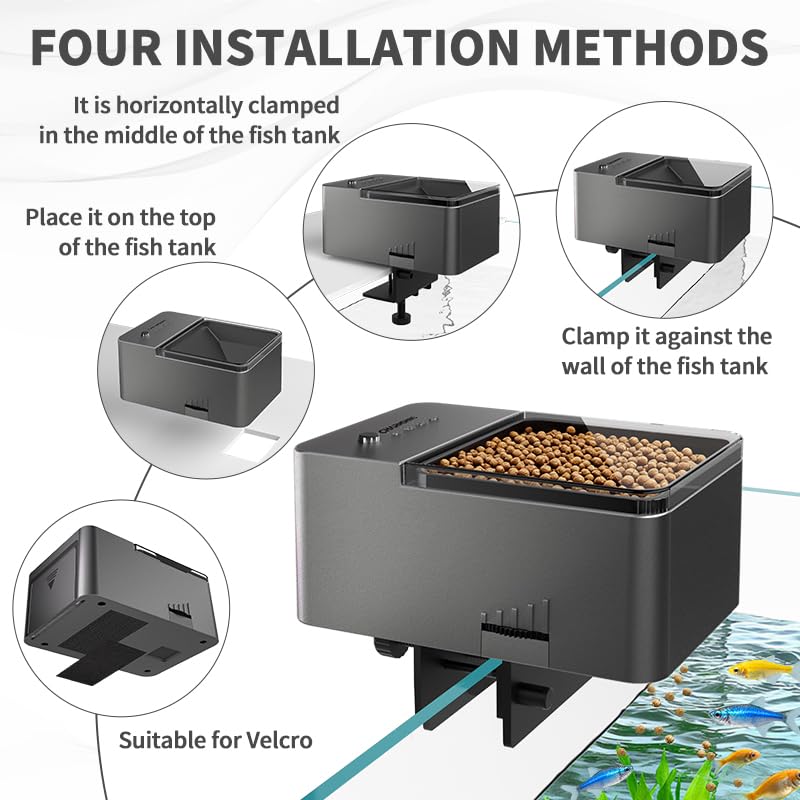 100ml Automatic Feeder for Aquarium Vacation Timer for Fish Tank Food Adjustable Auto Fish Feeder Dispenser for Pellets Strips 8/12/24/48H Timer Battery Operated(Not Included) - image 6