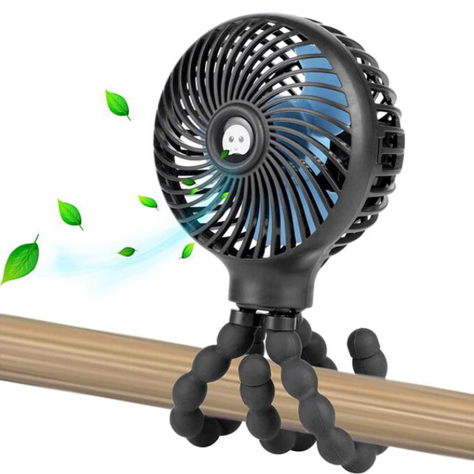 PAKEYStroller Fan, 3 Speeds Portable Stroller Fan with Flexible Tripod, Dual 360° Rotatable USB Fan