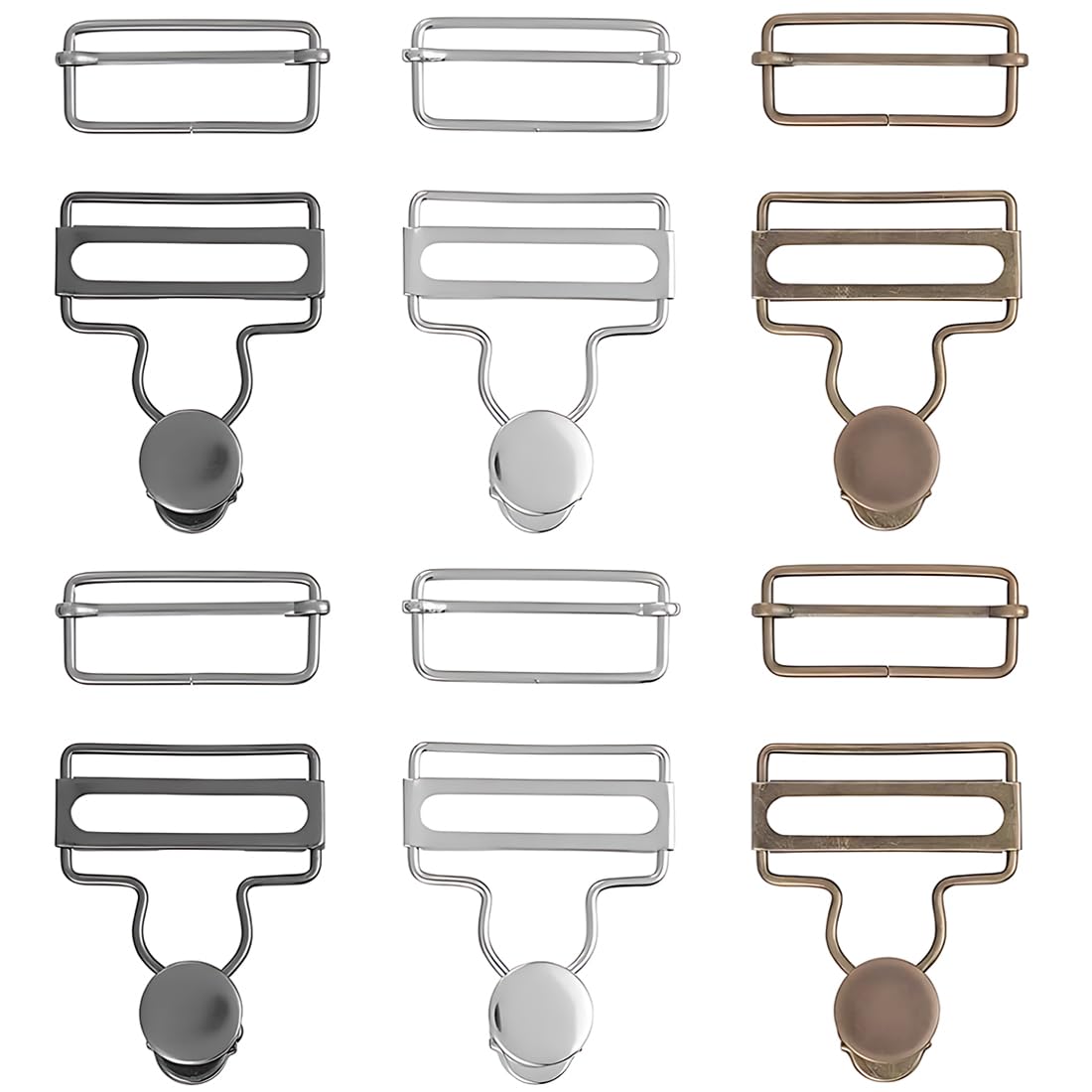 4 Paia Di Fibbie In Metallo Regolabili Per Cinghie 3,8 Cm, Clip Per Tute, Abiti, Bretelle E Cinture, Accessori Da Cucito Fai Da Te (Bronzo E Canna Di Fucile)
