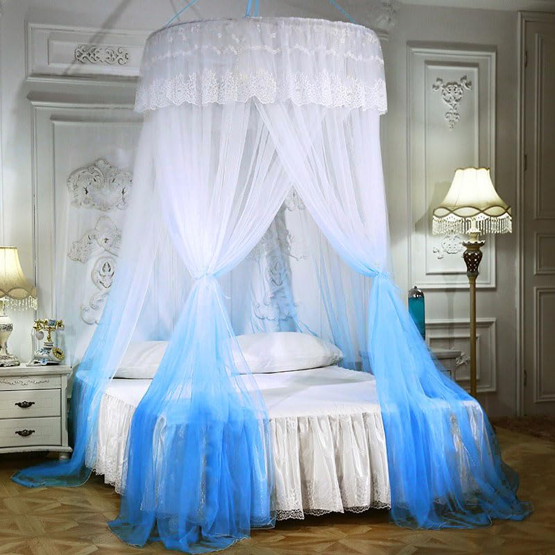 Classic Mosquito Net for Double Bed|Super King Size 2 in 1 Coloured Machardani|Polyester Breathable Net|Canopy Decorative Tent for Bedroom|Romantic Luxurious Palace Style Bed Curtain-Blue (B0DBVYMV3H) Amazon Price History, Amazon Price Tracker