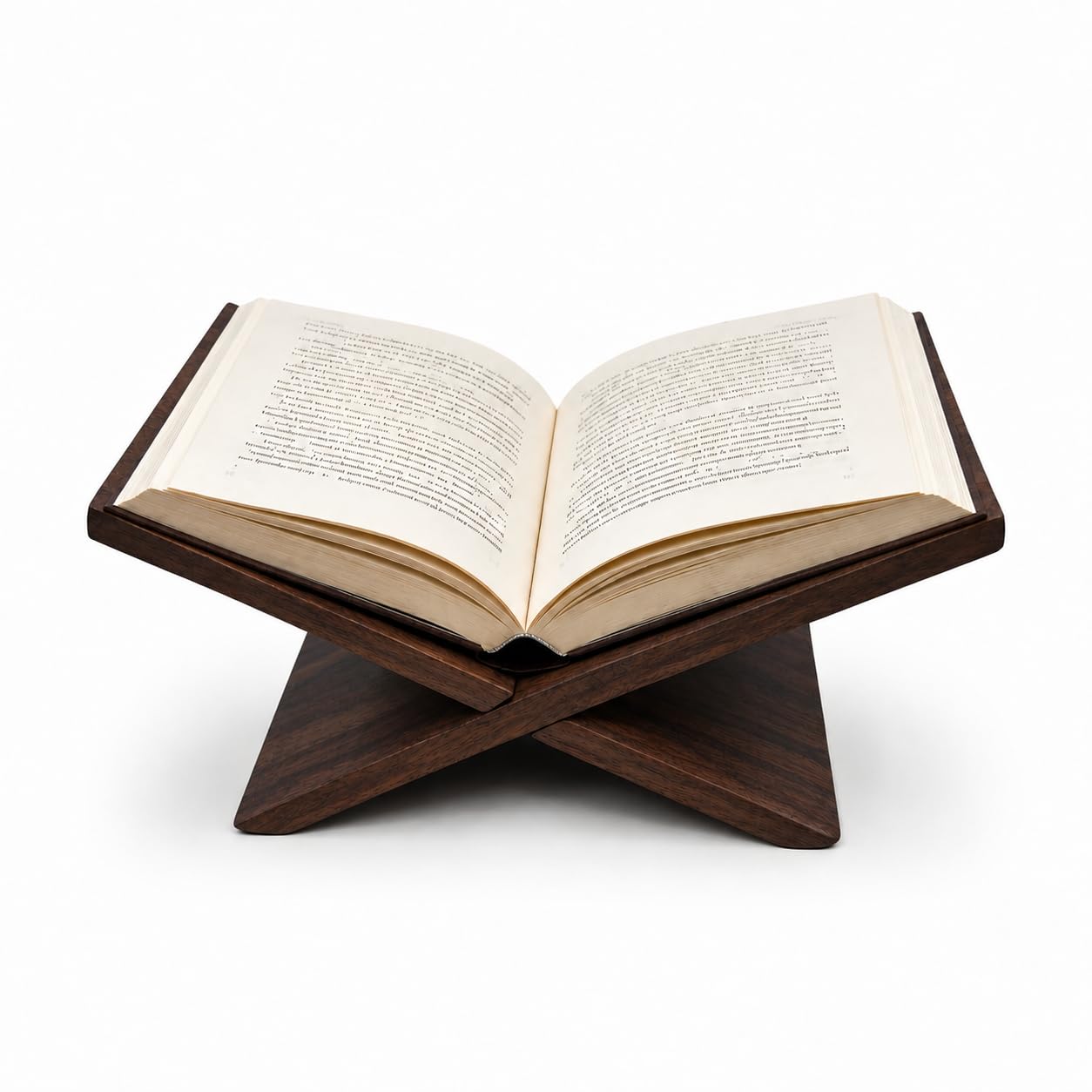 Wooden Religious Book Stand, Rehal, Solid Mango Wood, Foldable X-Shape Design, 41x17.5 cm, for Reading and Display, Reading Geeta, Bible, Quran (Walnut)