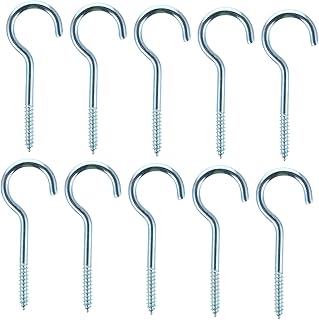 Cabilock 50pcs Question-Mark-Shaped Hoy Goat Eye Hook Plater Srew Hook Mug Hooks Hangers Screw-in Wall Hooks Self Tapping Screws Metal Planters Hooks for Hanging Heavy Duty Sundries Hook