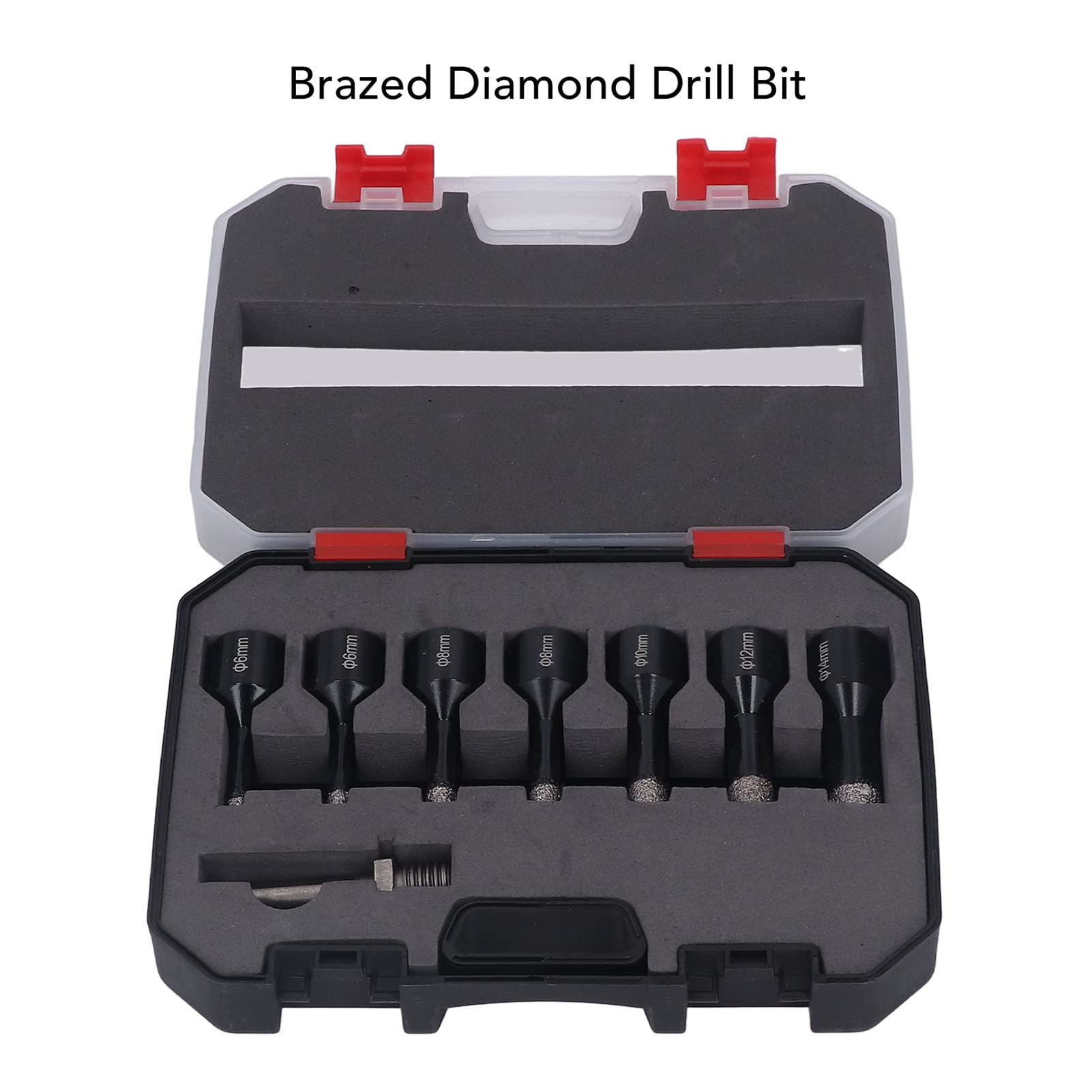 Juego de 7 Brocas de Diamante en Seco, Sierras Perforadoras de Diamante Soldadas Al Vacío de 6-14 Mm, M14 con Varilla para Baldosas de Granito, Cerámica, Mármol, Piedra, Vidrio, Negro
