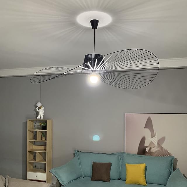 Vertigo Pendant Light Vintage ChandelierGlass Fiber + Polyurethane Fiber Cloth Shadow Hat LampHigh Adjustablefor Living Room Bedroom Dining Hall Corridor BarE27max 40W Black 100CM
