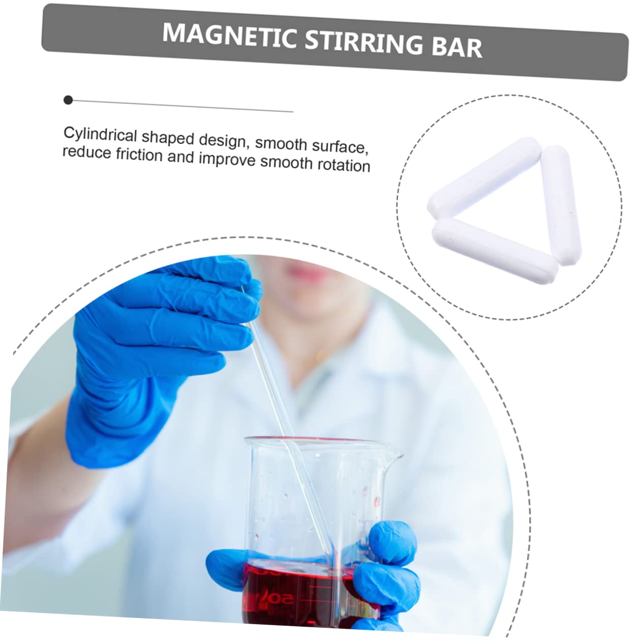 Gatuida 20pièces Barre Agitation Magnétique Ptfe De Tiges Cylindriques Pour Mélangeurs Haute Résistance Chaleur Et Corrosion Idéale Pour Laboratoires Recherche Scientifique
