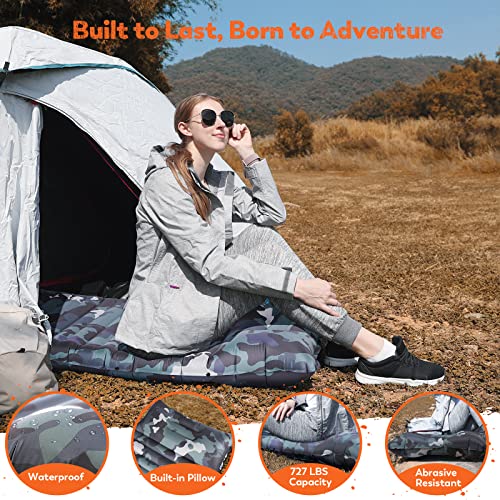 Inflatable Sleeping Pad For Camping, Thickness 3.9 Inch Self Inflating Sleeping Pad With Pillow, Lightweight, Comfortable, And Portable Sleeping Mat For Backpacking, Hiking Camouflage #TOP5