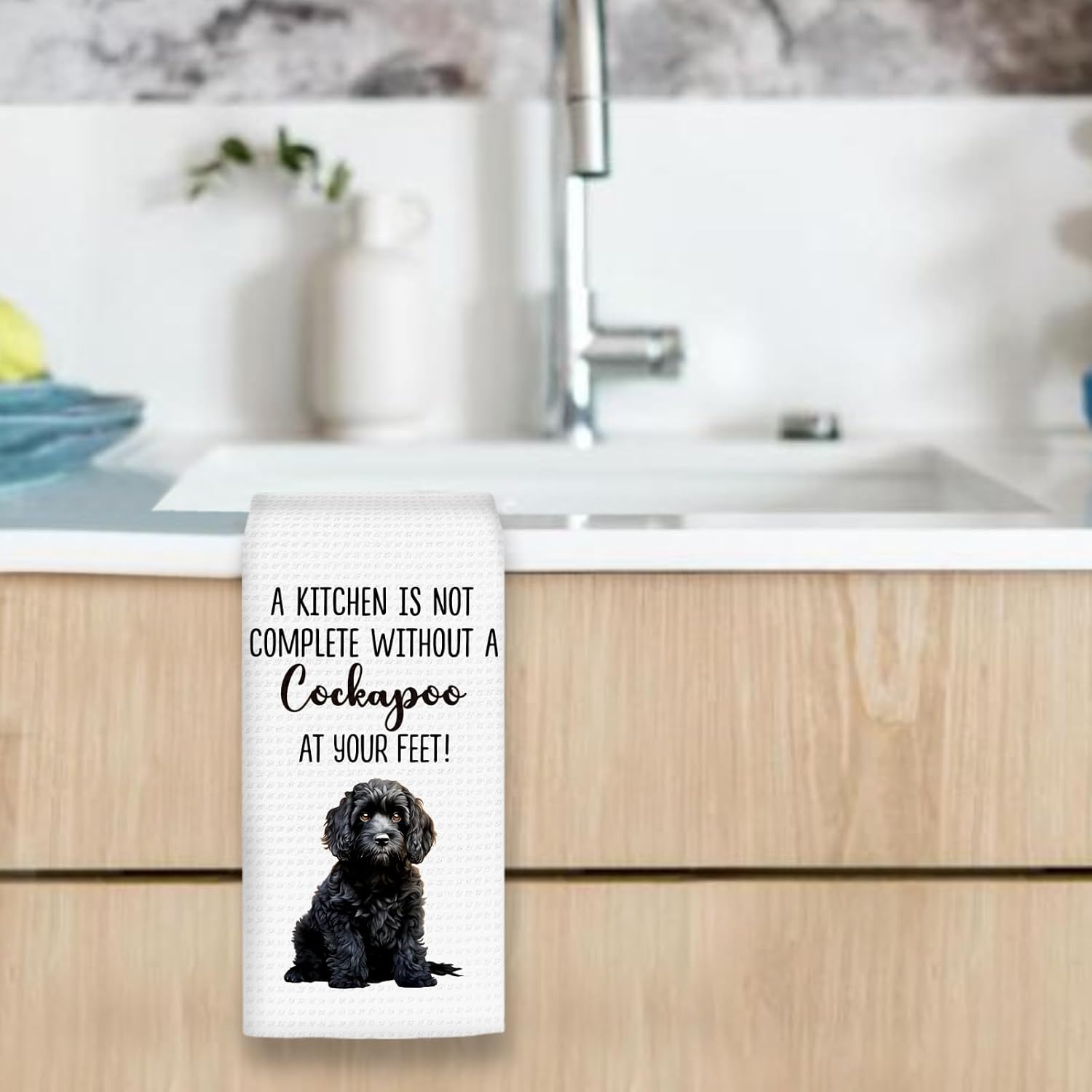Black Cockapoo Gifts Dog Kitchen Towels, Gifts for Black Cockapoo Dog Lovers Women, Dogs Hand Towels, Dogs Owner Gift Dish Tea Towel for Kitchen, BlackCockapoo Kitchens Decor, 16x24In image 4