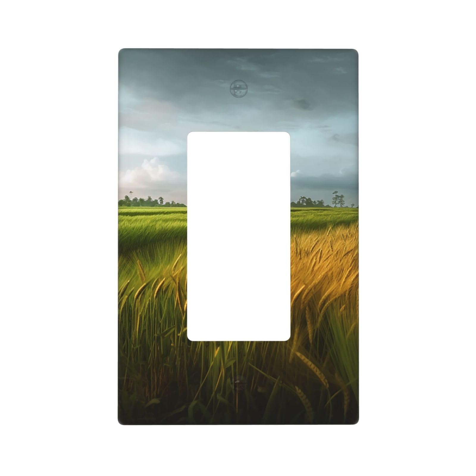 Paddy Rice Field Wall Plate Cover 1 Gang Light Switch Cover Decorative Single Duplex Wall Plates Standard Size Decorator Blank Electrical Switch Plate Cover for Electrical Outlets