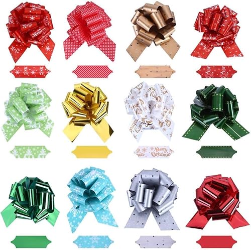 LOMIMOS - Cinta de regalo de 12 piezas de Navidad, lazo de regalo, lazo de regalo de Navidad, lazos para decoración, regalo de Navidad y lazos para regalo, floristería, ramo de canasta LOMIMOS - Cinta de regalo de 12 piezas de Navidad, lazo de regalo, lazo de regalo de Navidad, lazos para decoración, regalo de Navidad y lazos para regalo, floristería, ramo de canasta