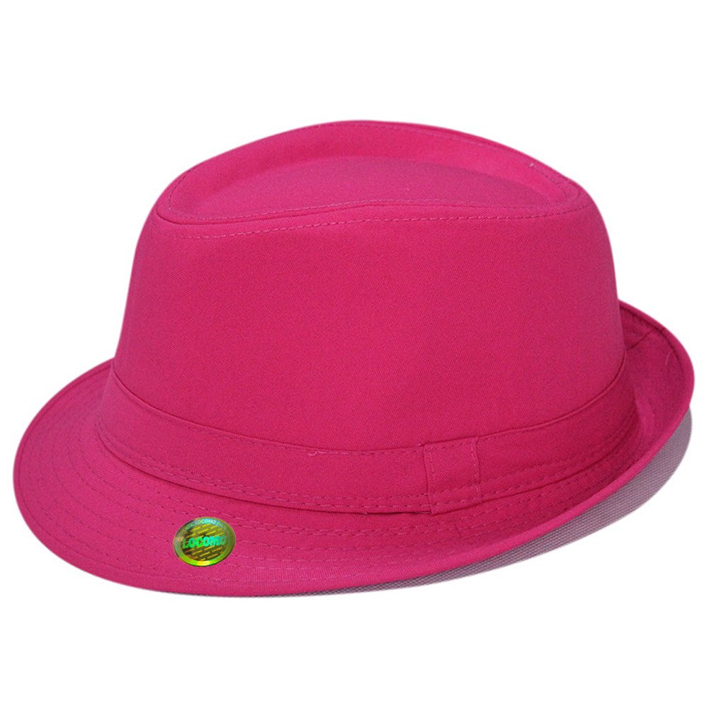 Locomo Hats Rose Pink Locomo Plain Color Fedora Short Upturn Brim Hat Ffh312ros