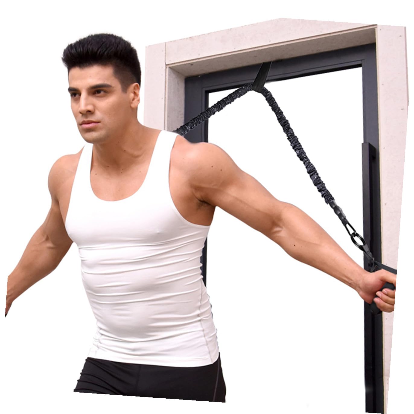 Abaodam Cuerda Hecha de Tela Tejida Negra de Entrenamiento Banda de Resistencia para Ejercicios de Yoga Adecuado para Fitness y Entrenamiento Muscular en Casa