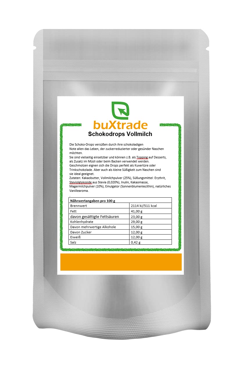 Schokodrops mit Stevia gesüßt | Vollmilch | Buxtrade | versch. Größen (2 kg)