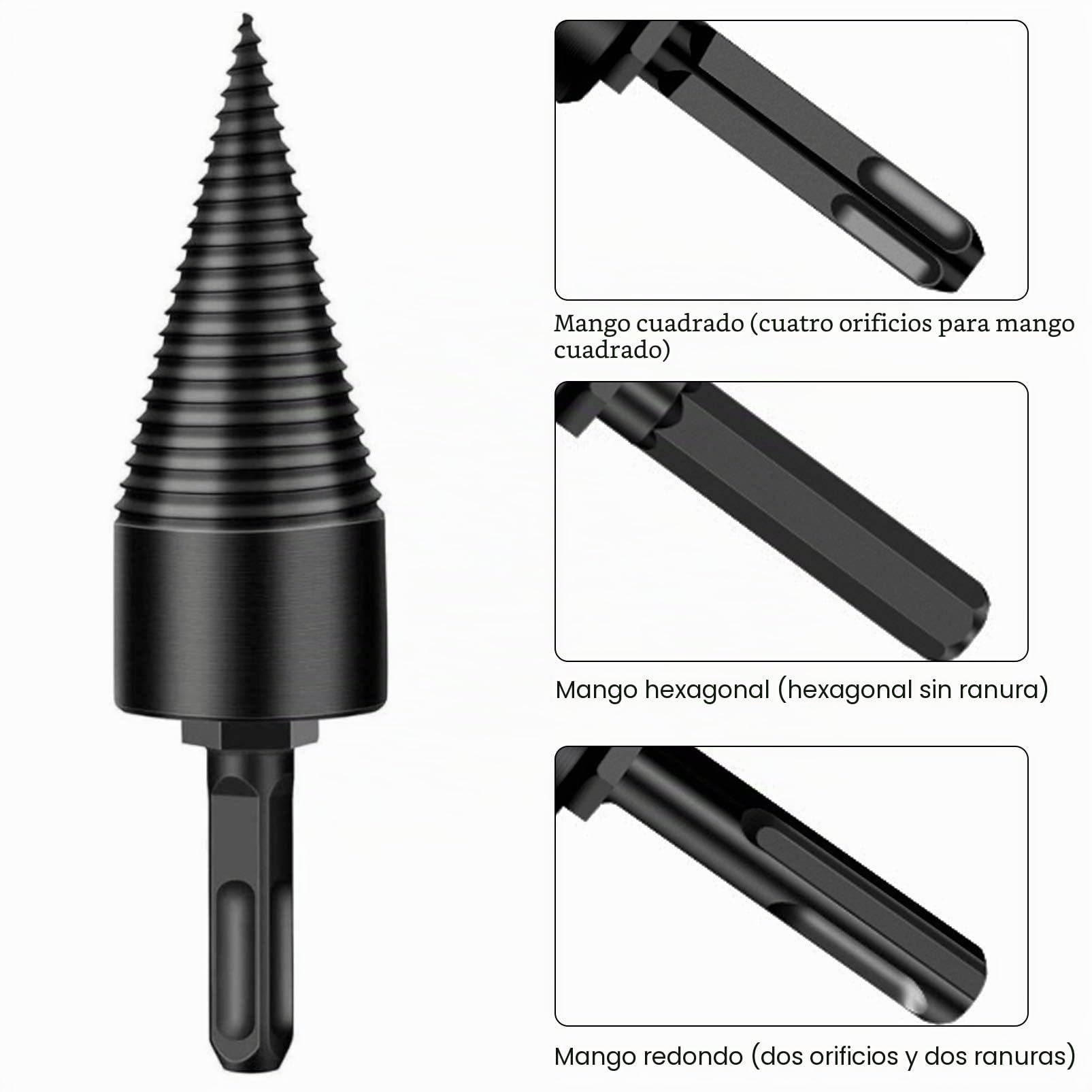 Taladro de Cono 32mm, Divisor de Madera, Taladro Escalonado, Partir Troncos, Cortar Leña, Tornillo de Cono Conductor, Cortador de Troncos