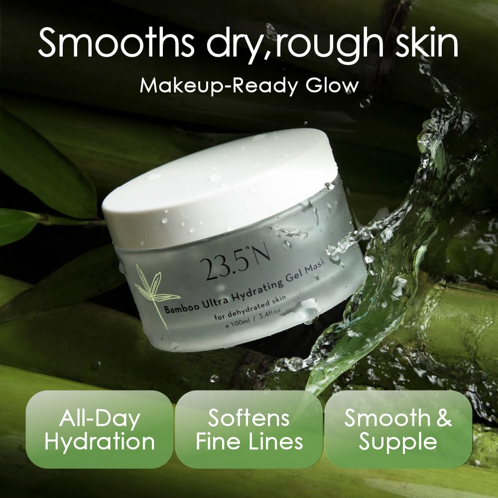 Bamboo Ultra Hydrating Gel Mask 3.4 fl. oz. (100 mL) – Lightweight Jelly Hydration for Dry & Dehydrated Skin, Makeup-Ready Skin, Made in Taiwan