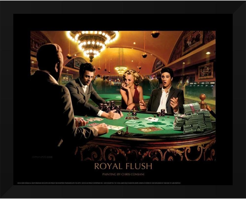 Consani, Chris 46x36 Huge Black Modern Framed Canvas Art Print Titled: Royal Flush