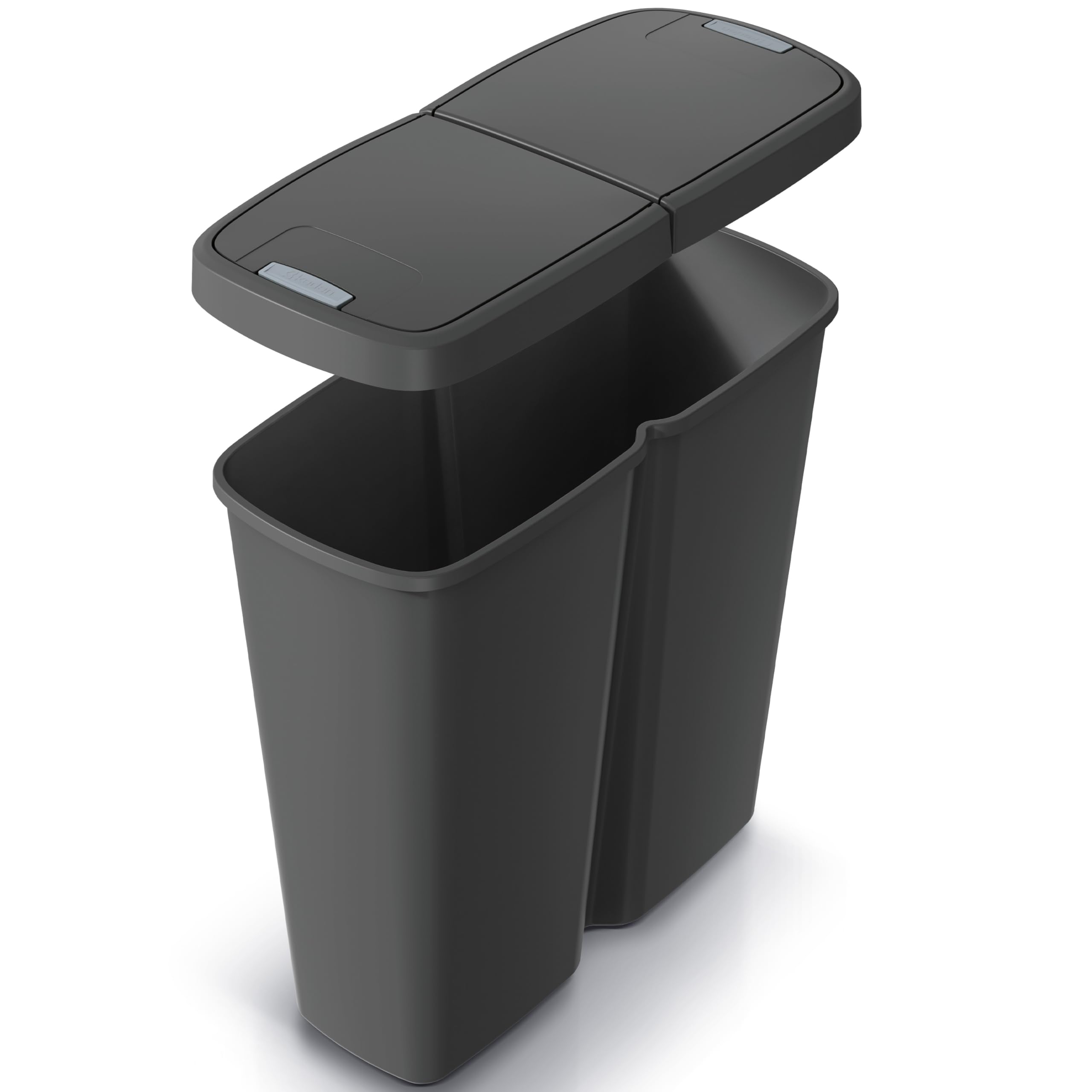 Monzana® Double poubelle cuisine 2x25 litres 2 compartiments couvercle bouton corbeille papier bureau déchets bio tri sélectif recyclage gris-vert