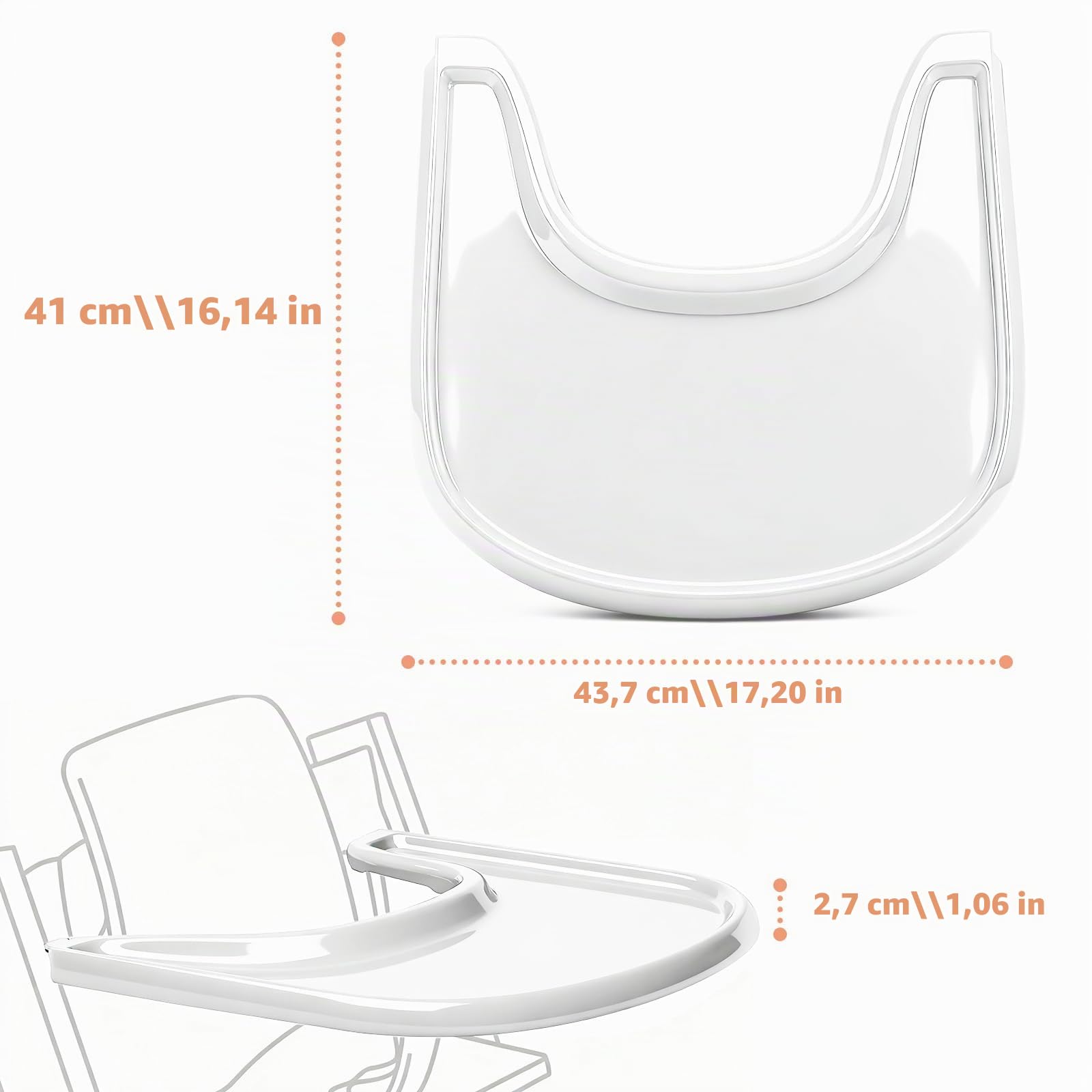 Plateau pour chaise haute Stokke Tripp Trapp - 100 % sans BPA | Surface lisse et forte aspiration, facile à monter, accessoire de chaise haute pour bébé de 6 à 36 mois, blanc